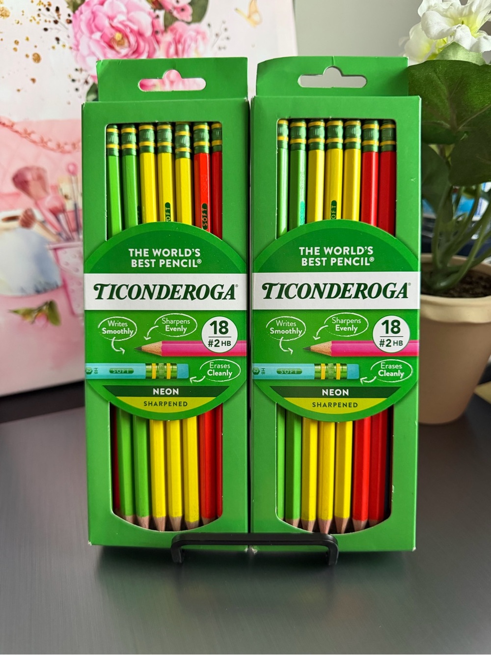 Ticonderoga Neon #2 HB Pencil Pack - Multicolor (18 Count) 2 packages